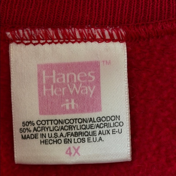 Vintage 90s Hanes Women’s Christmas Cats Sweatshirt Red Cottagecore Size 4X - Picture 4 of 7